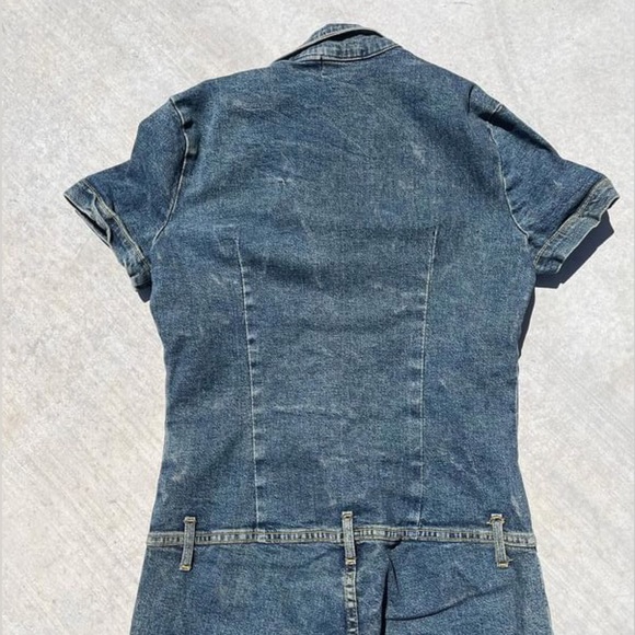Y2K Bisou Bisou Full Denim Jumpsuit- Size Medium - Picture 3 of 9
